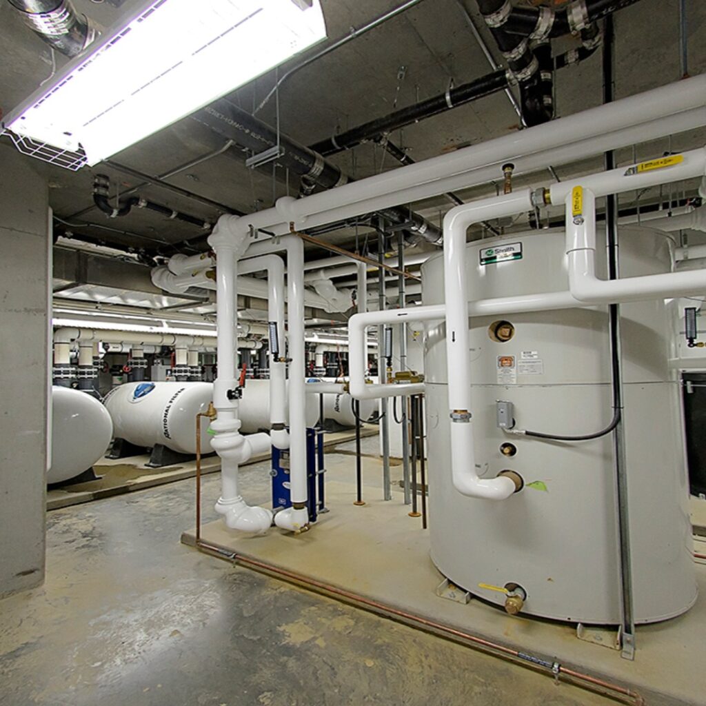 Mechanical room at the Northern Rockies Regional Recreation Centre.