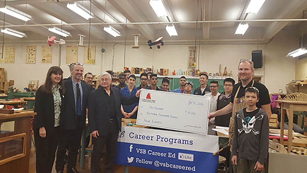Houle donates to Britannia Secondary School to help revitalize trades classrooms.