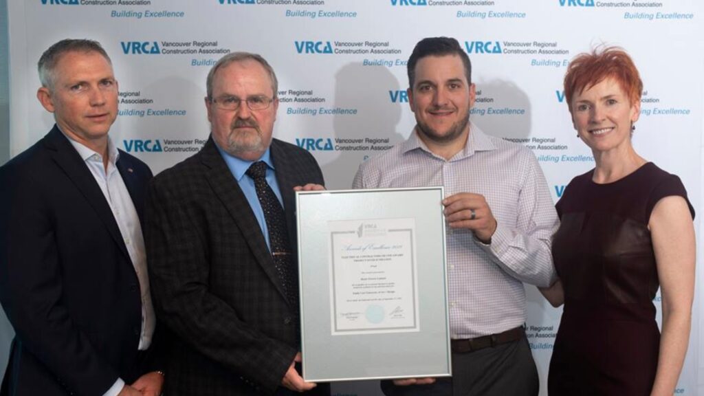 Houle receiving the Silver award at the VRCA Awards of Excellence Silver reception, in 2018.