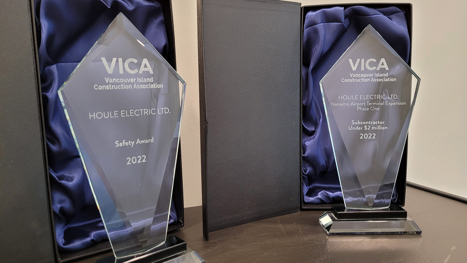 Vancouver Island Construction Association (VICA) 2022 Awards - Safety Excellence Award and Subcontractor Award Under $2 Million for the Nanaimo Airport Terminal Project
