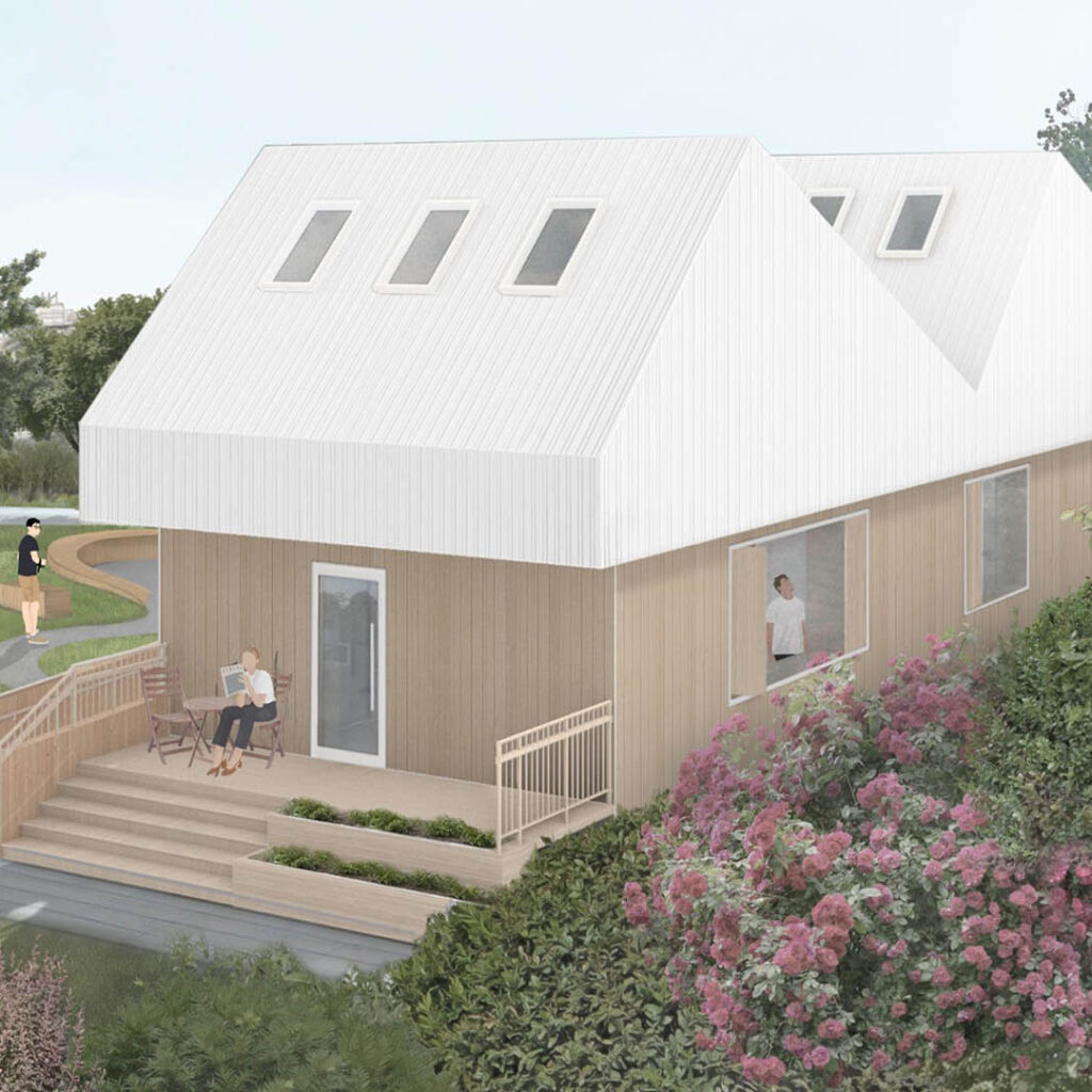 Third Space Commons Rendering Net-Zero Carbon Sustainable Building