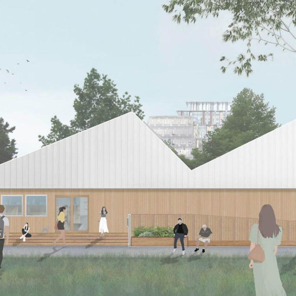 Third Space Commons Rendering Net-Zero Carbon Sustainable Building