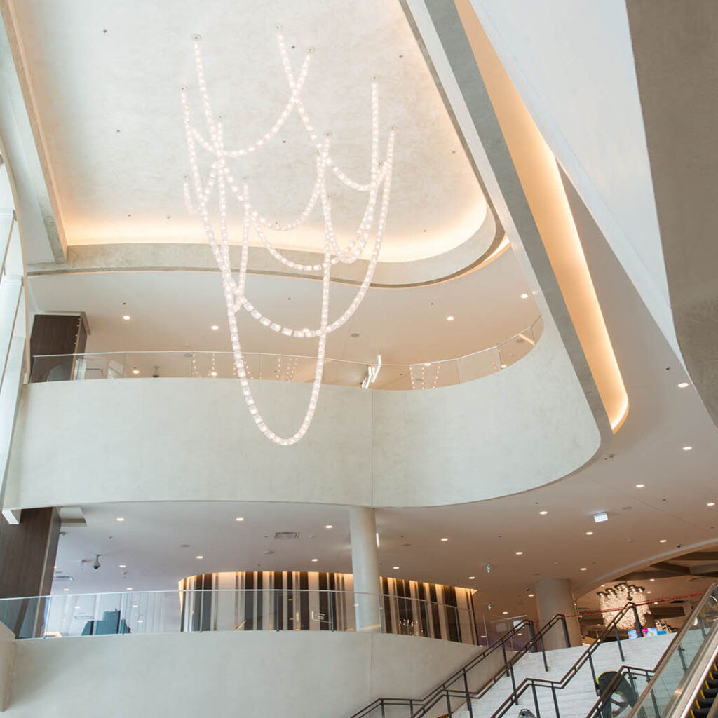 Parq Vancouver Casino Resort Lobby with Modern Lighting Fixtures