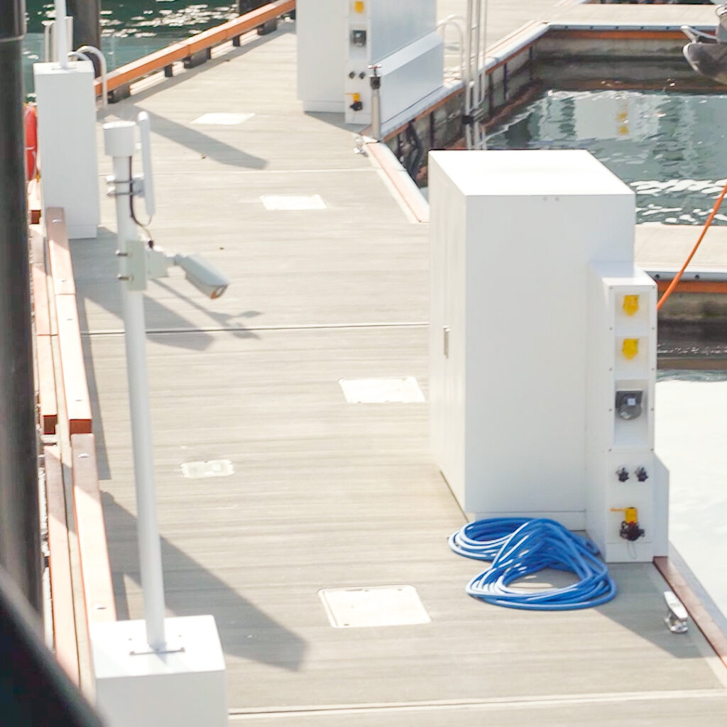 Victoria International Marina Security System and Wifi Boxes on Dock