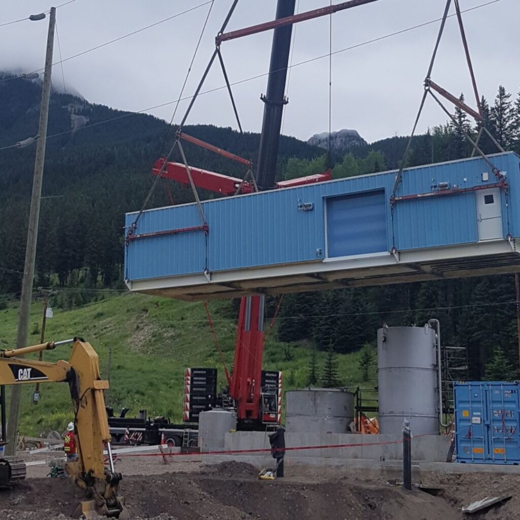 Teck West Line Creek Active Water Treatment Facility Lifting a Container