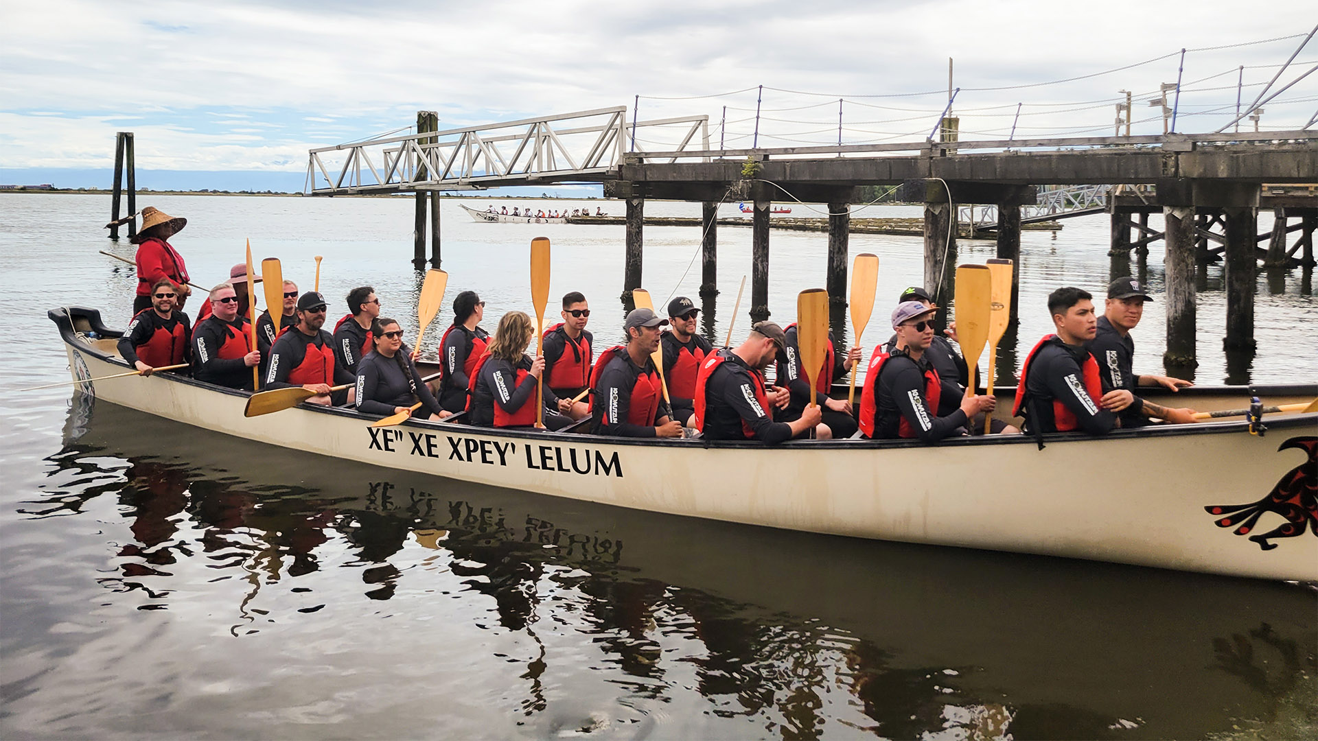 Houle participates in the Canoe Race at Royal Roads University's National Indigenous Peoples Day celebration, 2022