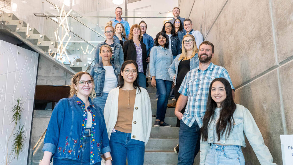 Corporate staff wearing denim to support BC Children's Hospital Foundation's Jean Up campaign.