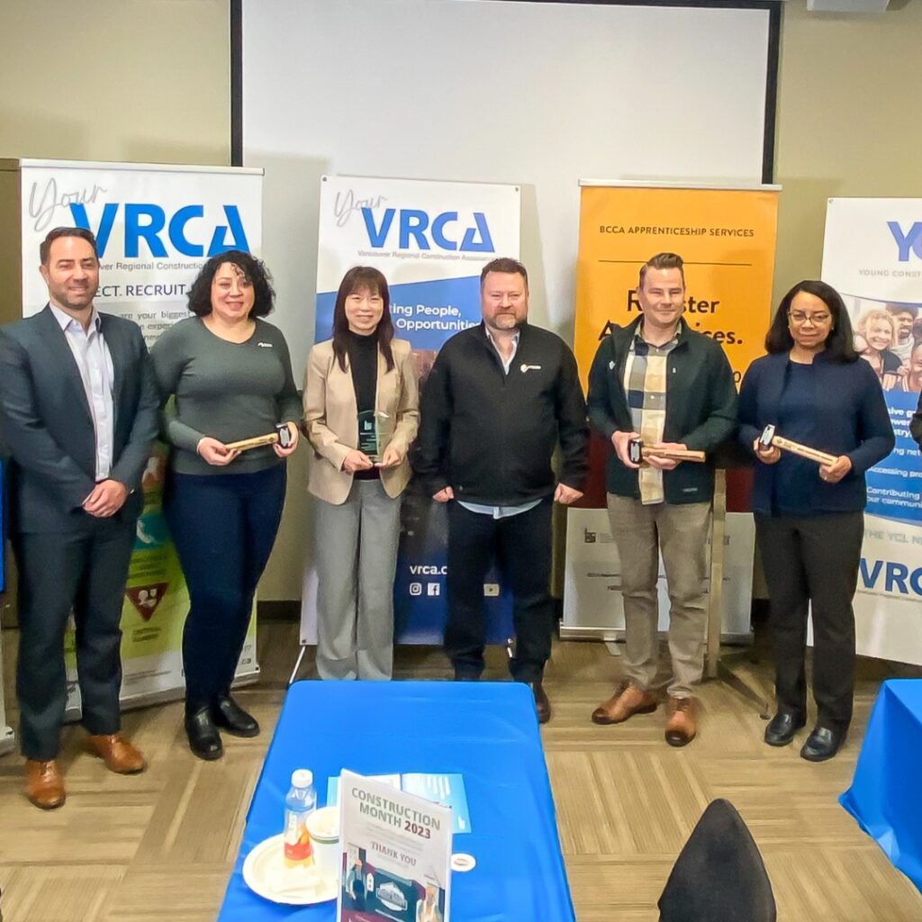 Houle team and other VRCA members gathered together at the BC Construction Month Kickoff Breakfast event.